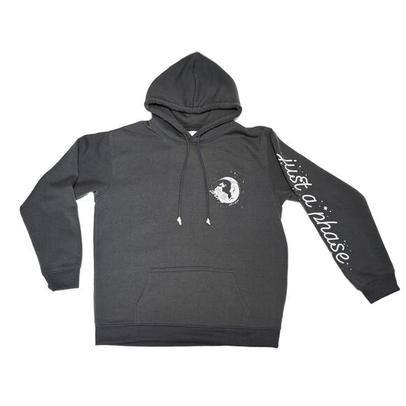 NWOT Gray Just a Phase Hoodie Size L Witchy Goth Fairy Bohemian Pullover Hoody - Picture 2 of 4